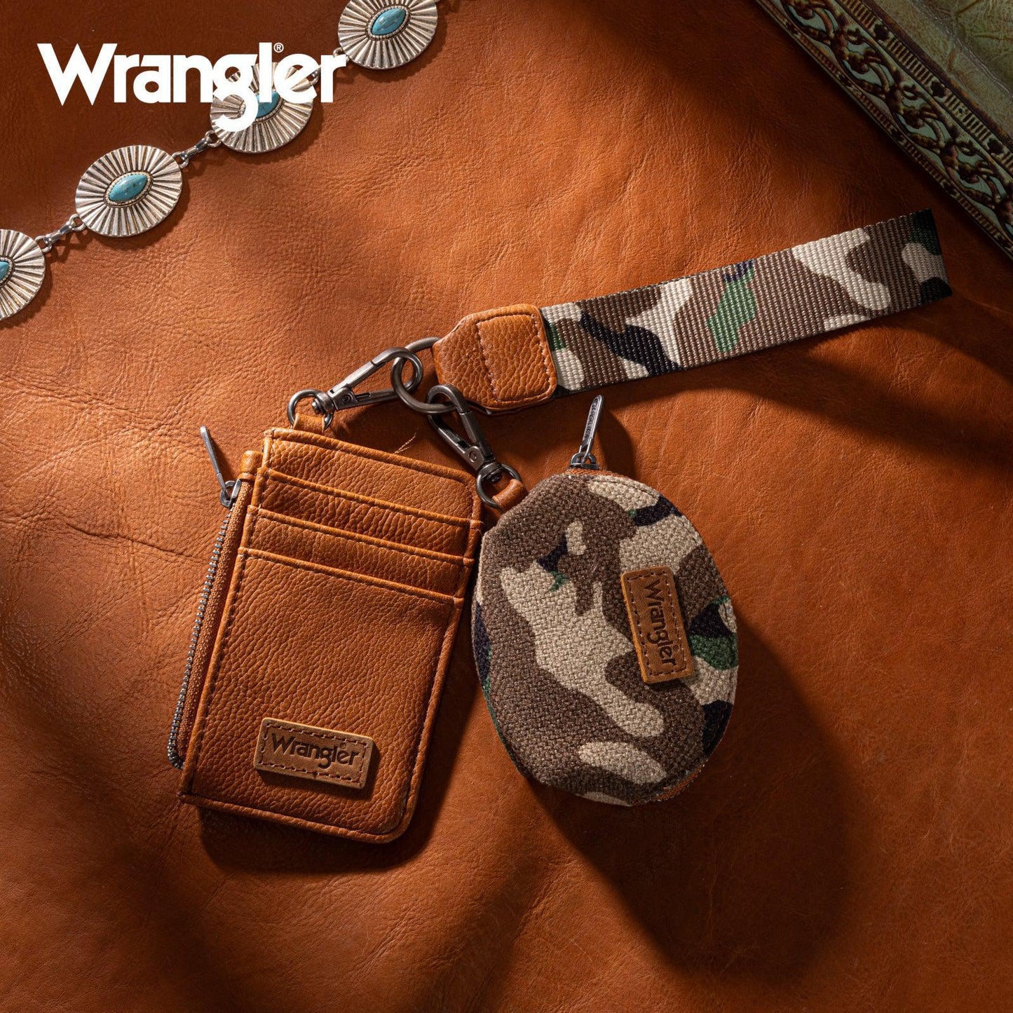 Wrangler Camo Print Dual Pouch Wristlet - Green - by Montana West