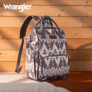 Wrangler Aztec Printed Callie Backpack - Grey - by Montana West