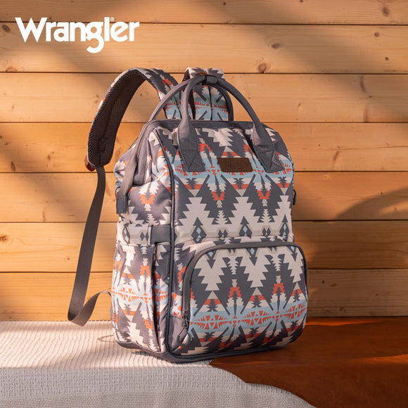 Wrangler Aztec Printed Callie Backpack - Grey - by Montana West