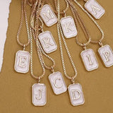 Monogram Initial Rectangle Pearly Charm Necklace - by JOSSLYN