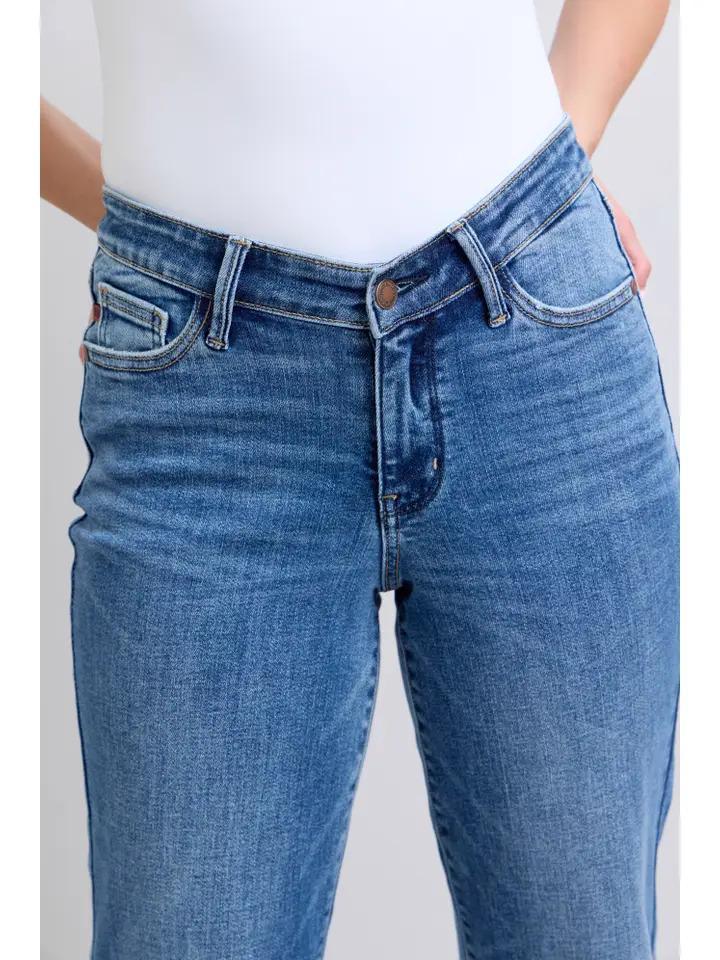 High Waisted V-Front Straight Fit- Vintage Wash - by Judy Blue