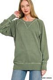 French terry pullover with pockets - Army Green - Zenana