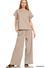 Ribbed short sleeve tee & pants set - Ash Mocha - Zenana