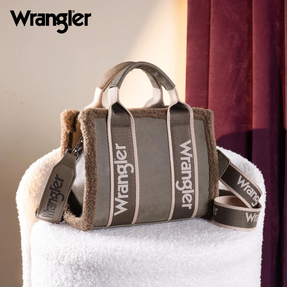 Wrangler Sherpa Small Canvas Tote/Crossbody - Green - by Montana West