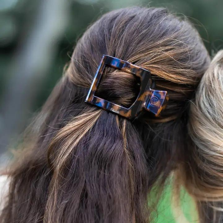 Square Flat Hair Clip Medium - Tortoise - By Teleties
