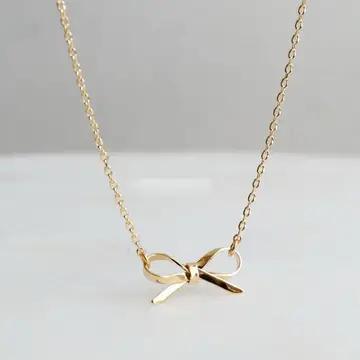 Gold Bow Necklace - tarnish free - JOSSLYN