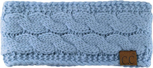 C.C Cable Knit Fuzzy Lined Headband - Denim