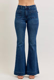 High Waist Flare Mitered/ Pintuck Pocket Flare Jean - Dark Wash - by Judy Blue