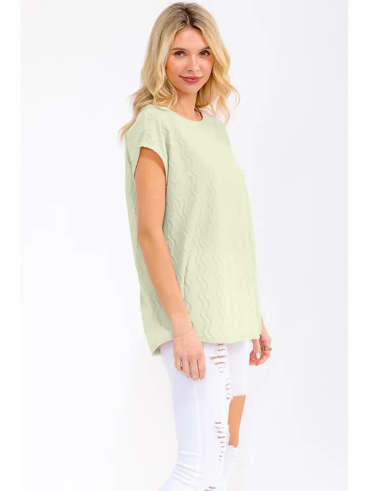 Textured Cap Sleeve Tunic Top - Sage - by 7th Ray