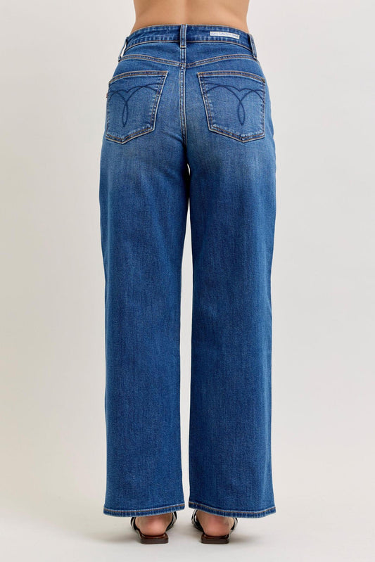 High Waist Wilhemina Baggy Jeans - Dark Wash - by Judy Blue