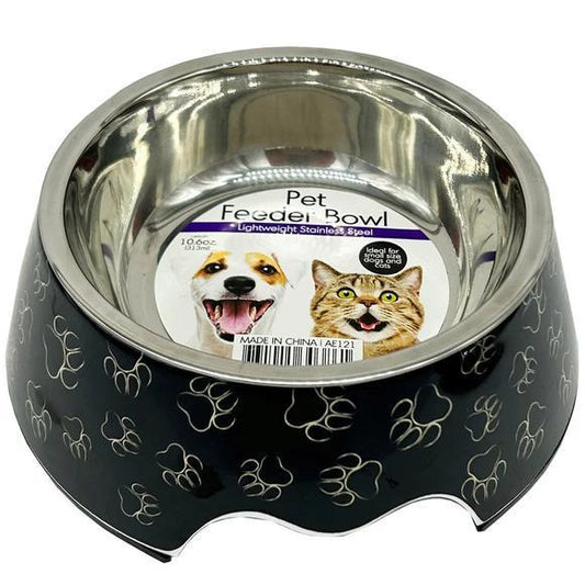 6.75" Paw Pattern Pet Feeder with Removeable Steel Bowl - by Kole