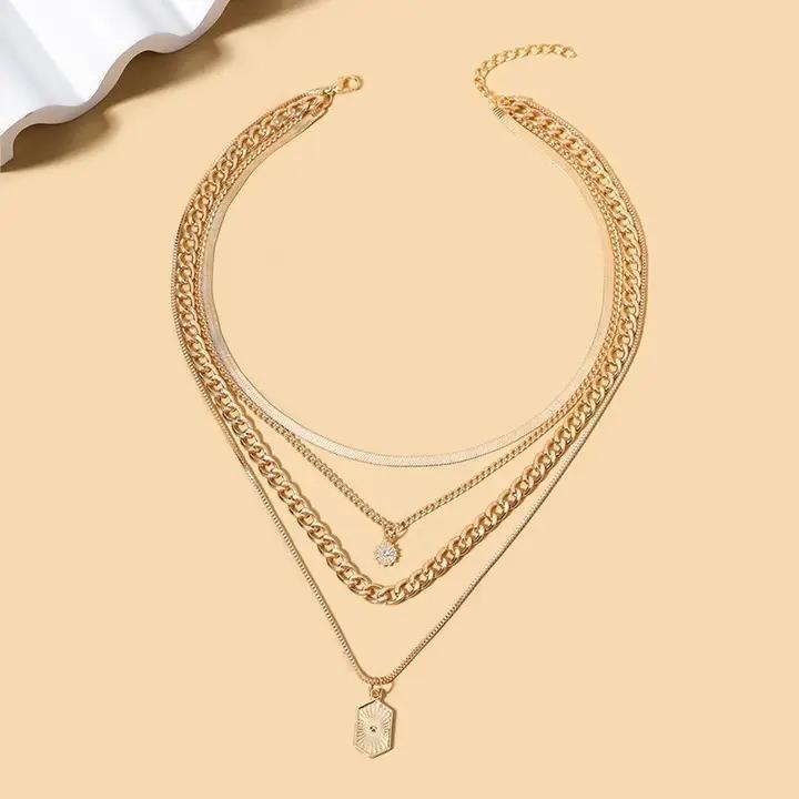 Gold Double Charm Multi-Layer Necklace - by JOSSLYN