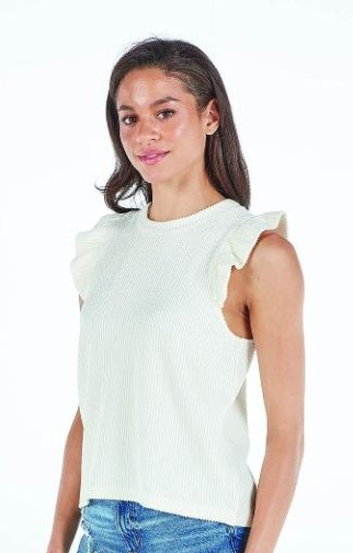 Ruffle Knit Tee - Ivory - by Simply Southern