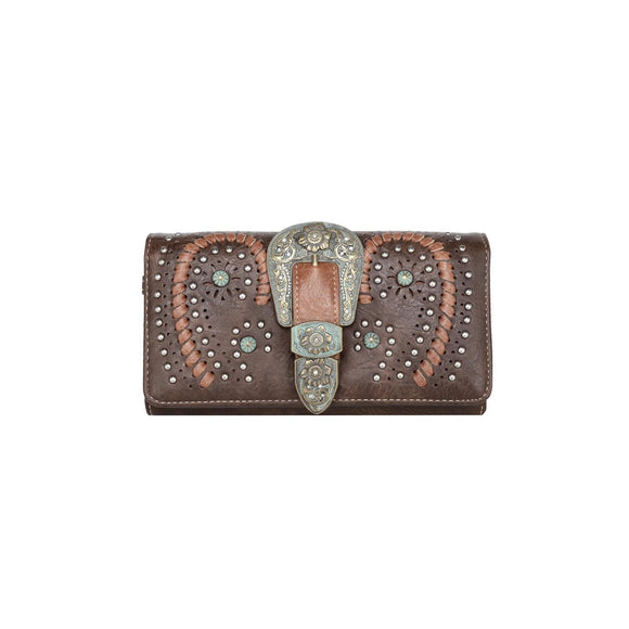 Montana West Buckle Collection Wallet - Coffee - by Montana West