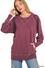 Pigment dyed french terry pullover with pockets - Eggplant - Zenana