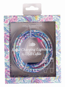 10-Foot Apple Lighting USB Cable - Watercolor - by Simply Southern