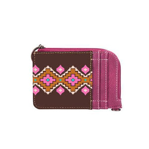 Wrangler Southwestern Art Print Mini Zip Card Case - Hot Pink - by Montana West by Montana West