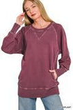 French terry pullover with pockets - Army Green - Zenana