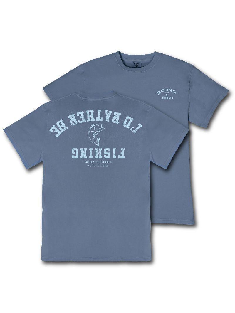 Rather be Fishing (Men's Mineral Washed Short Sleeve T-Shirt) - Overcast - by Simply Southern