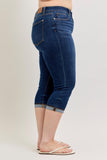 Plus High Waisted Capri with Cuff Jeans - by Judy Blue