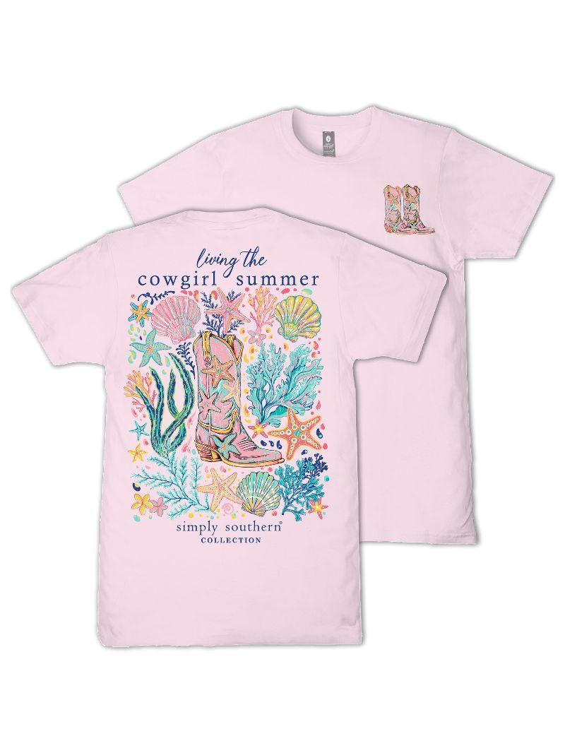 Living the Cowgirl Summer (Short Sleeve T-Shirt) - Peony - by Simply Southern