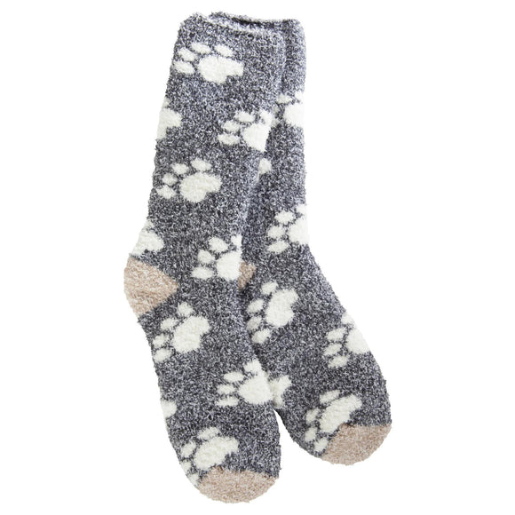 Knit Pickin' Fireside Crew - Gray Pawprint - by World's Softest Socks