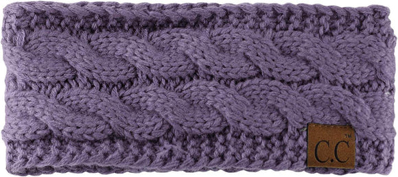 C.C Cable Knit Fuzzy Lined Headband - Violet