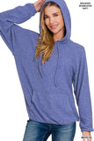 Brushed Hacci Melange Hoodie Sweater - Marlin - by Zenana
