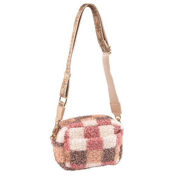 Fuzzy Crossbody Bag - Multi Plaid - by Simply Southern