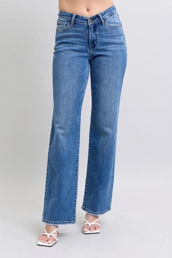 High Waisted V-Front Straight Fit- Vintage Wash - by Judy Blue