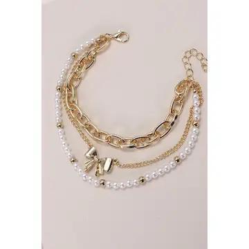 Bow Pearl Trio Set Bracelet - JOSSLYN
