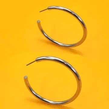 18k Stainless Steel Hoop - Silver - JOSSLYN