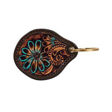 Glowing Bloom Hand-Tooled Key Fob - by Myra