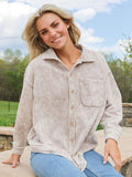 Acid Wash Shacket - Tan - by Simply Southern