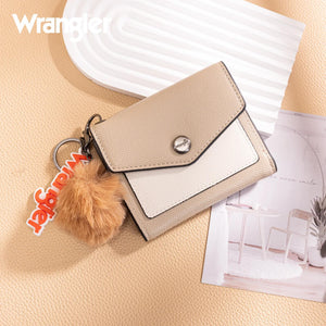 Wrangler Tri-Fold Wallet with Keyring Pom Pom - Khaki-Tan - by Montana West