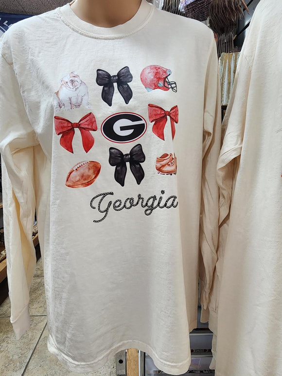 Georgia Coquette Football - Ivory - Comfort Color LS