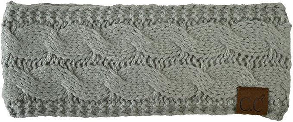 C.C Cable Knit Fuzzy Lined Headband - Mercury