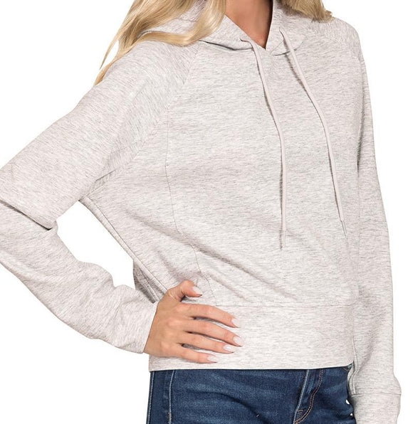 Scuba Hoodie - Heather Gray - by Zenana