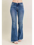Mid Rise Flare w/ Distressed Fray Hem - Vintage Wash - by Judy Blue