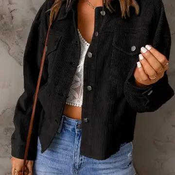 Vintage Corduroy Button-Up Jackson - Black - HIDDENBRAND