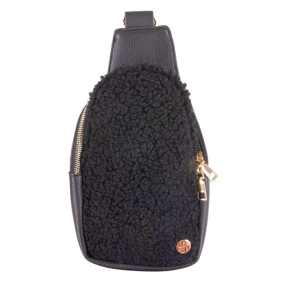 Fuzzy Sling Bag - Black - by Simply Southern