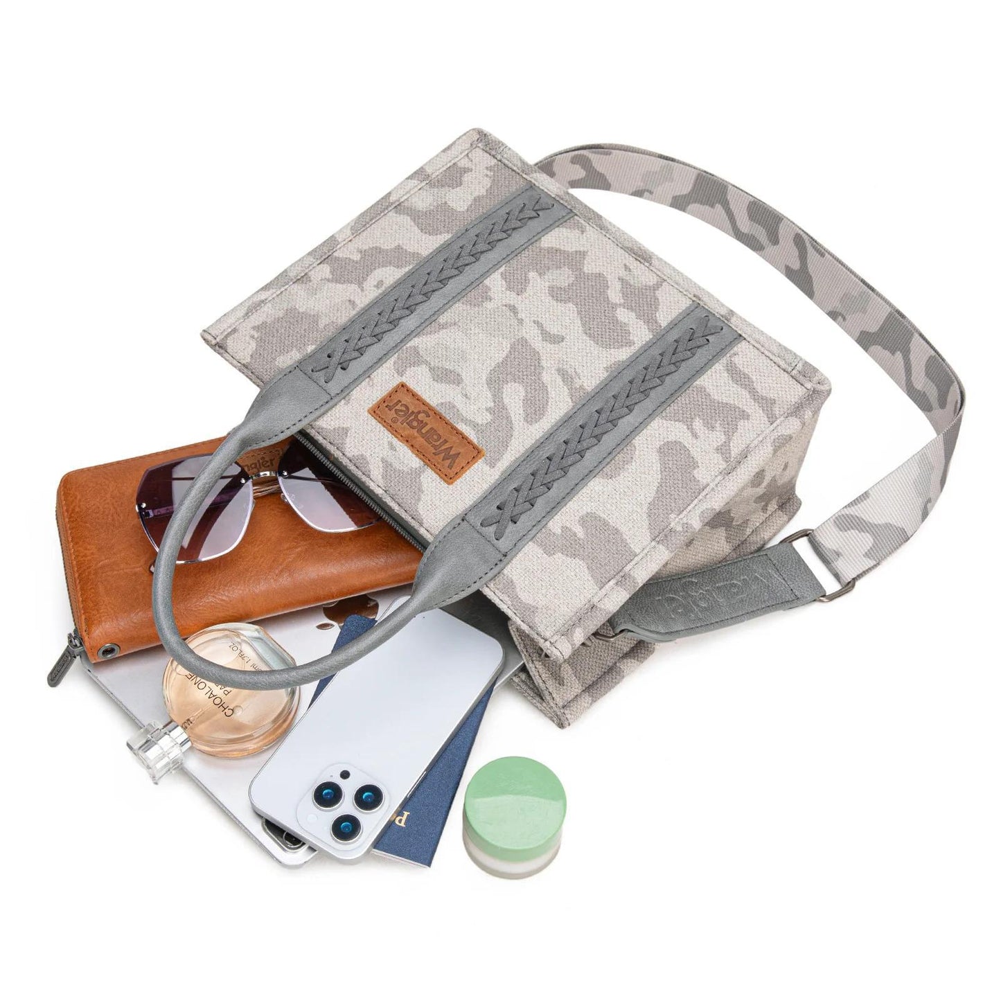 Wrangler Camo Print Tote/Crossbody - Grey - by Montana West