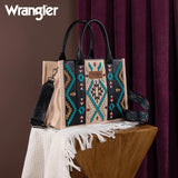 Wrangler Aztec Embroidered Tote/Crossbody - Black - by Montana West
