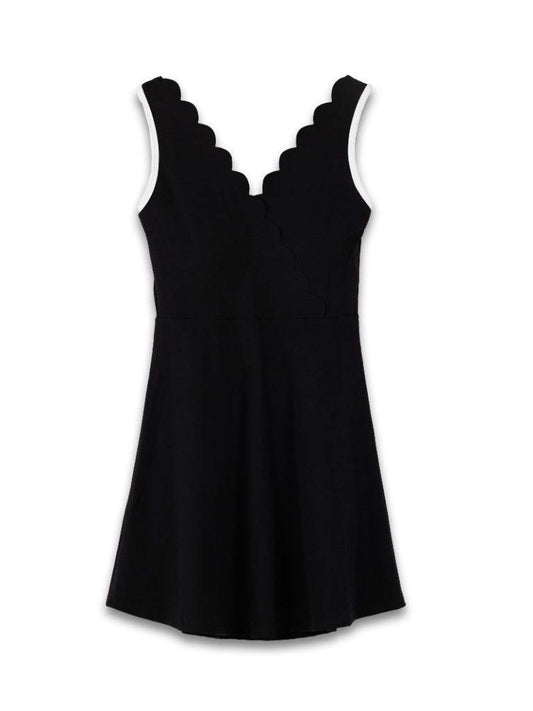 Wrap Scalloped Dress - Black - by Simply Southern