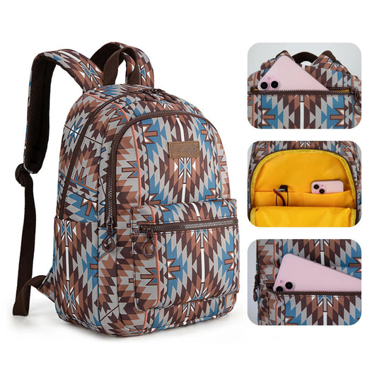 Wrangler Aztec Print Backpack - Coffee - by Montana West