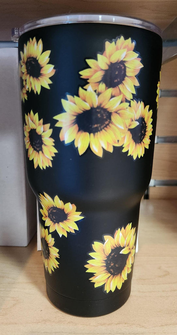 30 Oz Tumbler - Black Sunflower - No Brand