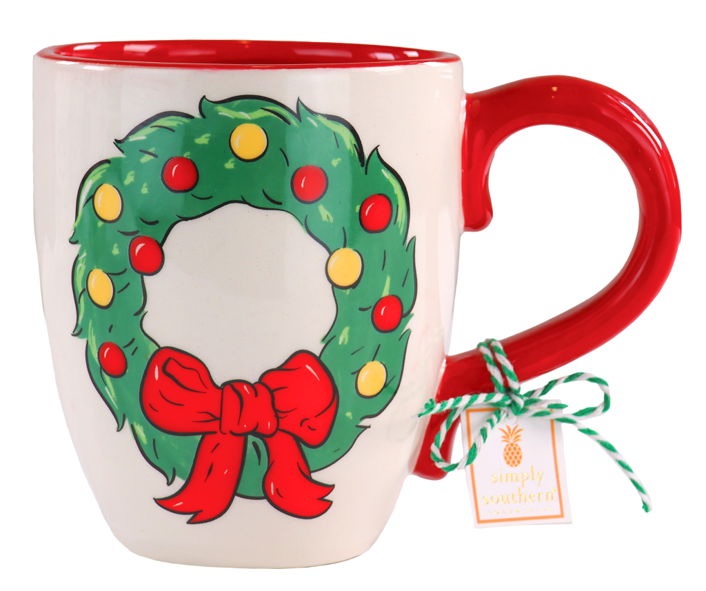 Christmas Ceramic Mug - Wreath - by Simply Southern