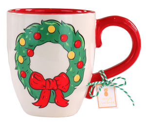 Christmas Ceramic Mug - Wreath - by Simply Southern