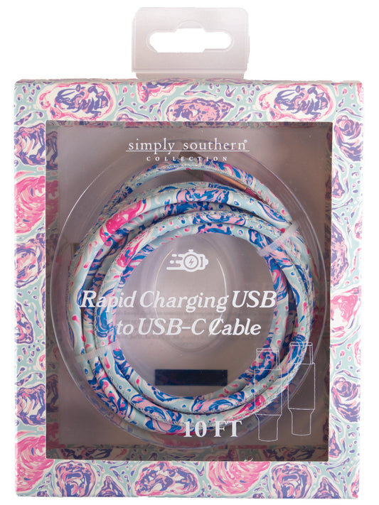 10-Foot USB to C Cable - Oyster - by Simply Southern
