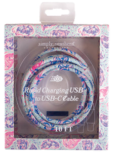 10-Foot USB to C Cable - Oyster - by Simply Southern